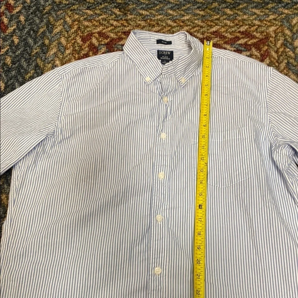 J. Crew Slim Size L Blue and White Casual Button Down Shirt Preppy Career
